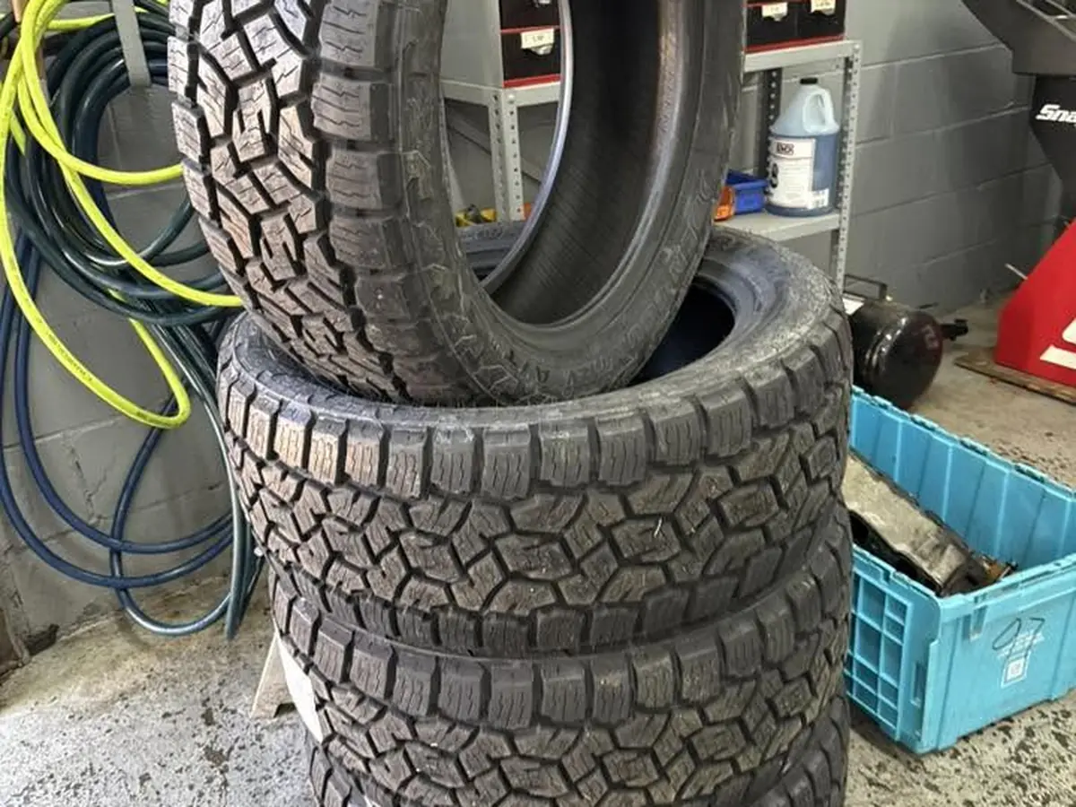 New all-terrain tires ready to mount